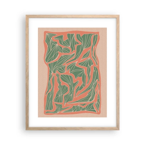 Poster in cornice rovere chiaro - La lotta tra il corallo e il verde - 40x50 cm