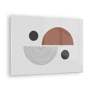 Quadro su vetro - Figure geometriche su sfondo chiaro in stile astratto - 70x50cm - La perfezione del cerchio - Decorazione murale moderna per soggiorno e camera da letto ARTTOR