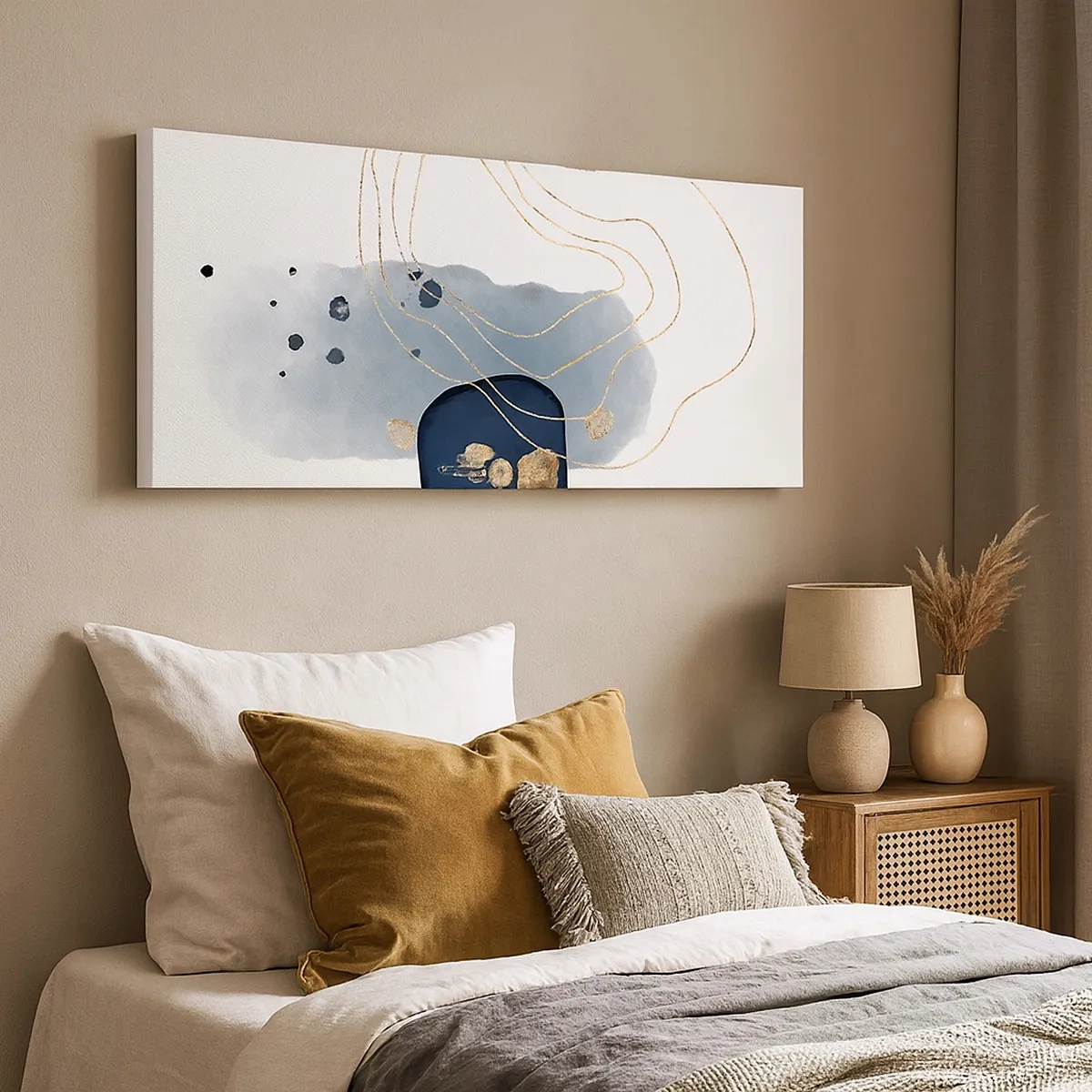 Quadro su tela - Stampe su Tela - Fantasia blu e oro - 30x30 cm