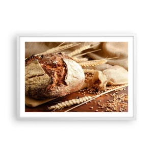 Poster in cornice bianca - Appetitoso, profumato, croccante - 70x50 cm