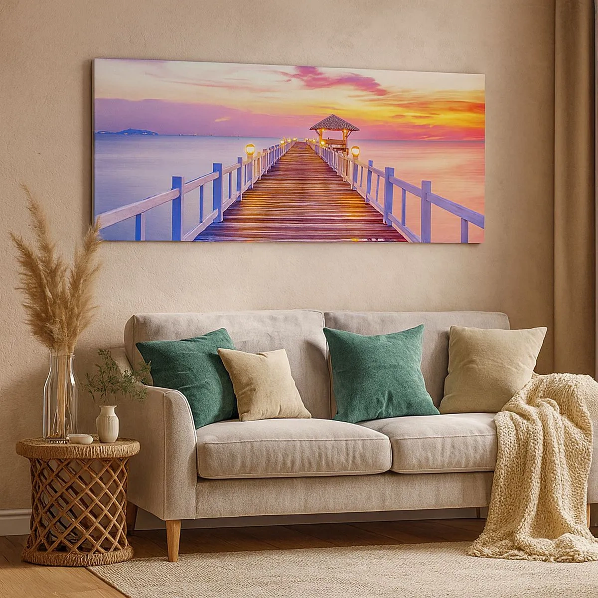 Quadro su tela - Stampe su Tela - Silenzio della sera in lilla e oro - 100x40 cm