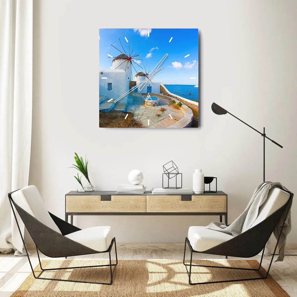 Orologio da parete - Orologio in Vetro - Vento azzurro sul mare - 30x30 cm