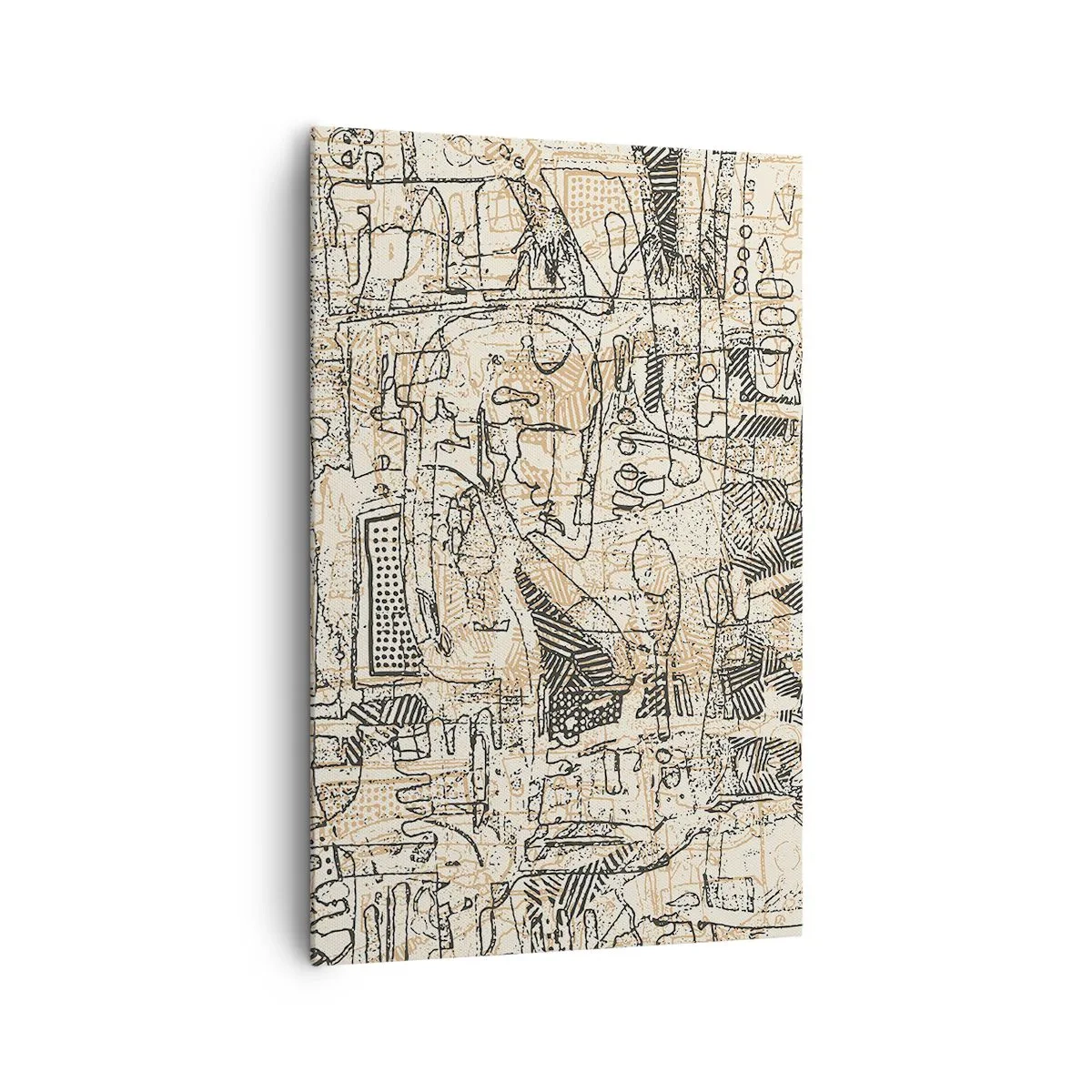 Quadro su tela - Stampe su Tela - Motivi astratti e linee su uno sfondo beige - 80x120cm - In attesa di essere decifrato - Decorazione murale moderna per soggiorno e camera da letto ARTTOR