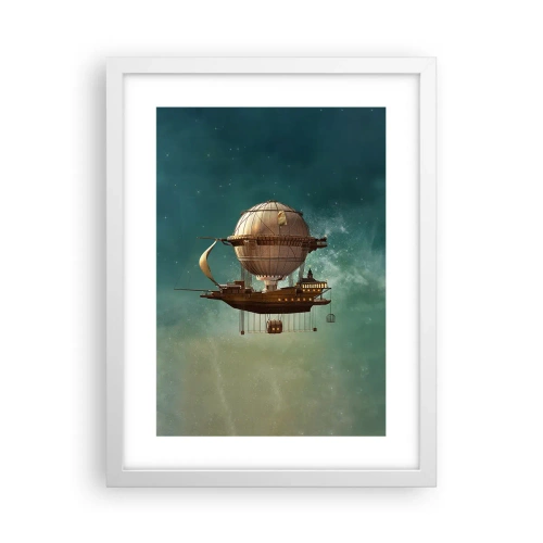 Poster in cornice bianca - Saluti da Jules Verne - 30x40 cm