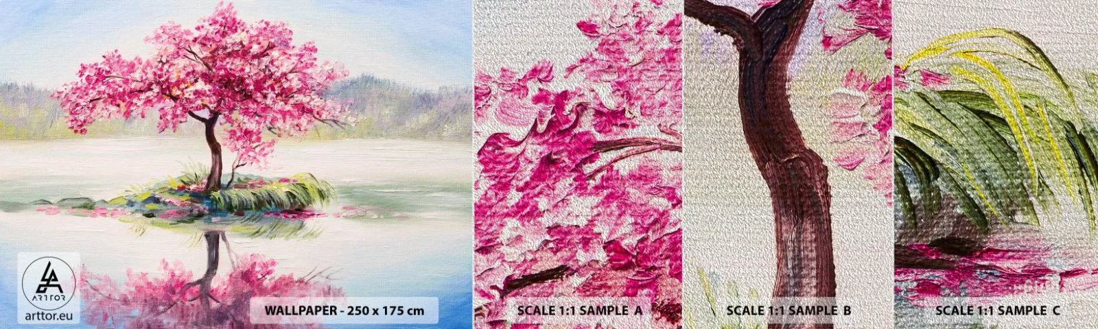 Campione di Fotomurale Premium Sand - La festa della primavera - Pezzo, Albero, Paesaggio - 100x30 cm