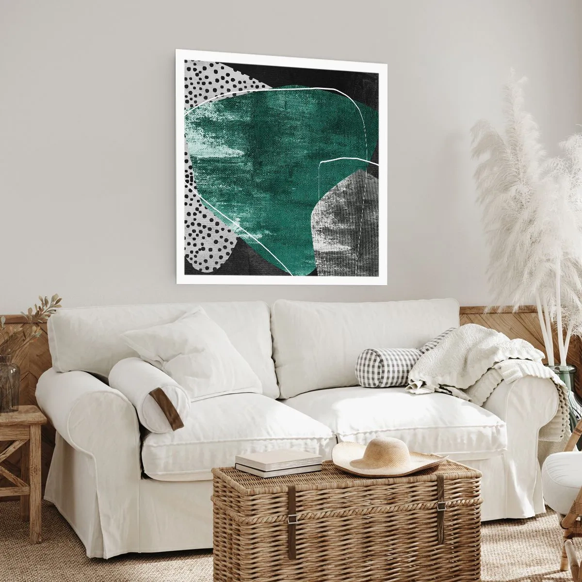 Poster - Astrazione colorata con petalo d'oro - 40x40 cm