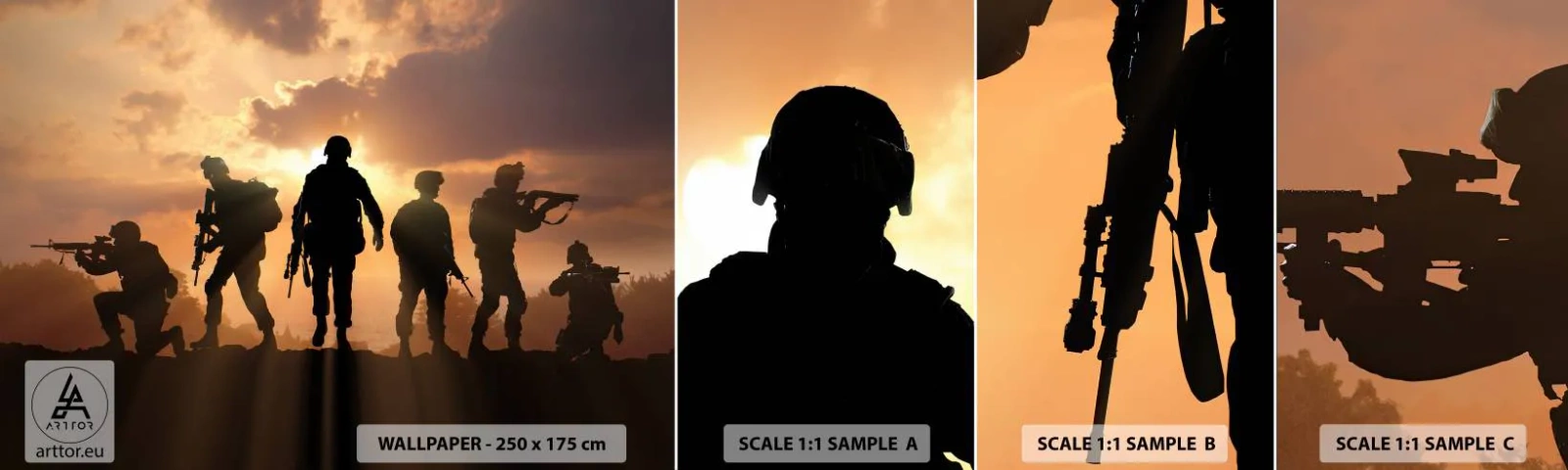 Campione Di Fotomurale Standard Eco - Brothers in arms - Militare, Soldato, Fucile - 100x30 cm