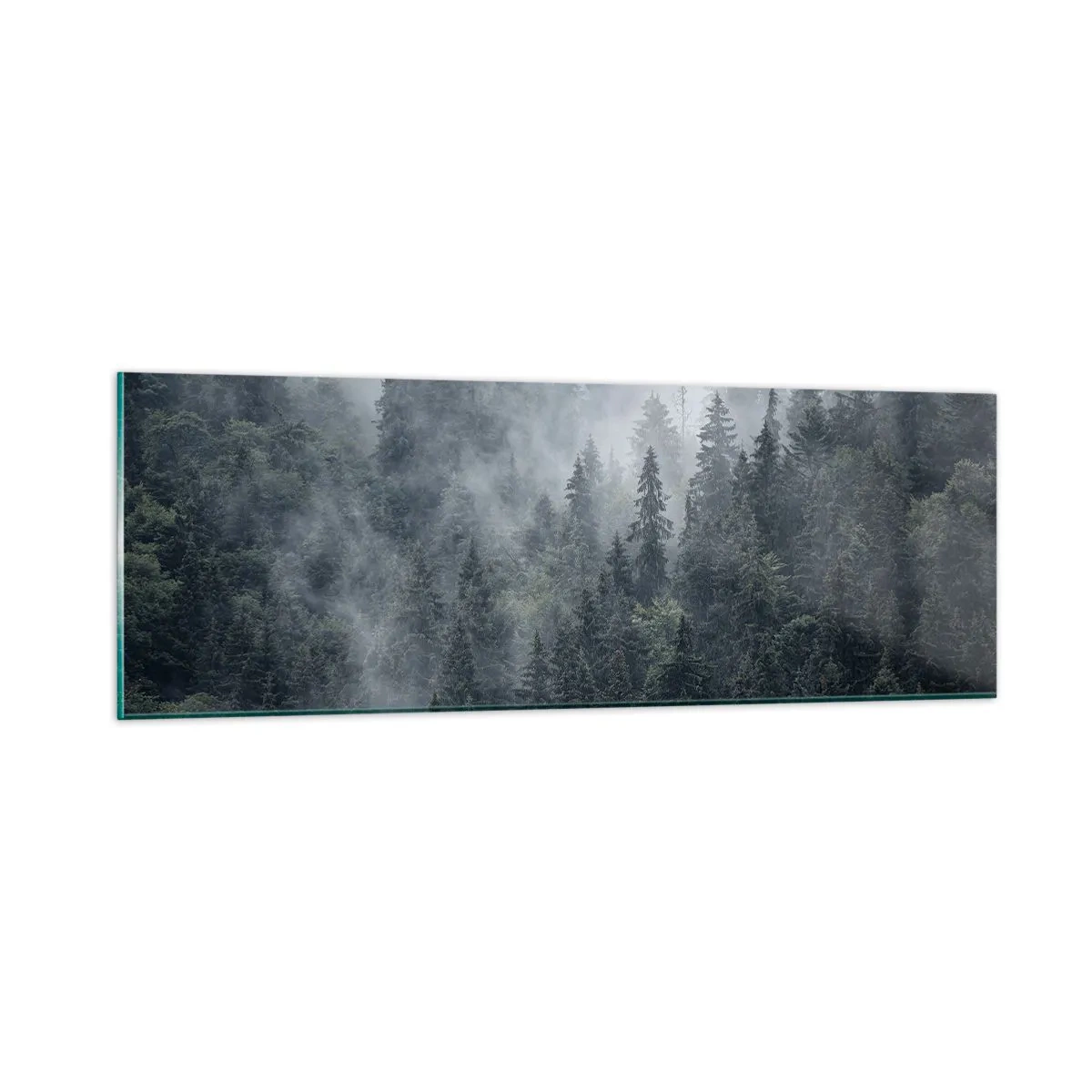 Quadro su vetro - Alba nel bosco - 90x30 cm