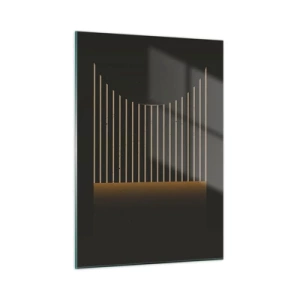Quadro su vetro - Una composizione minimalista con linee nel buio - 50x70cm - Esaminare l'oscurità - Decorazione murale moderna per soggiorno e camera da letto ARTTOR