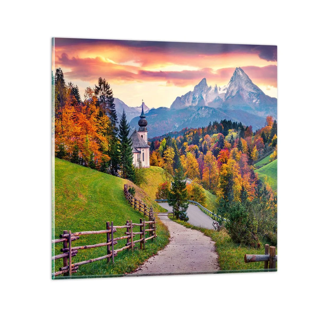 Quadro su vetro - Un paesaggio come dipinto - 30x30 cm