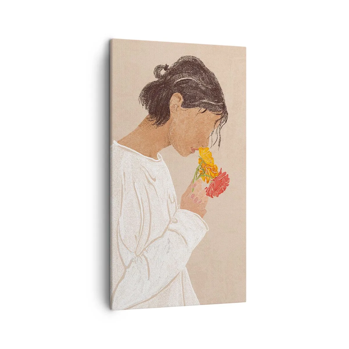 Quadro su tela - Stampe su Tela - Ragazza con i fiori - 45x80 cm