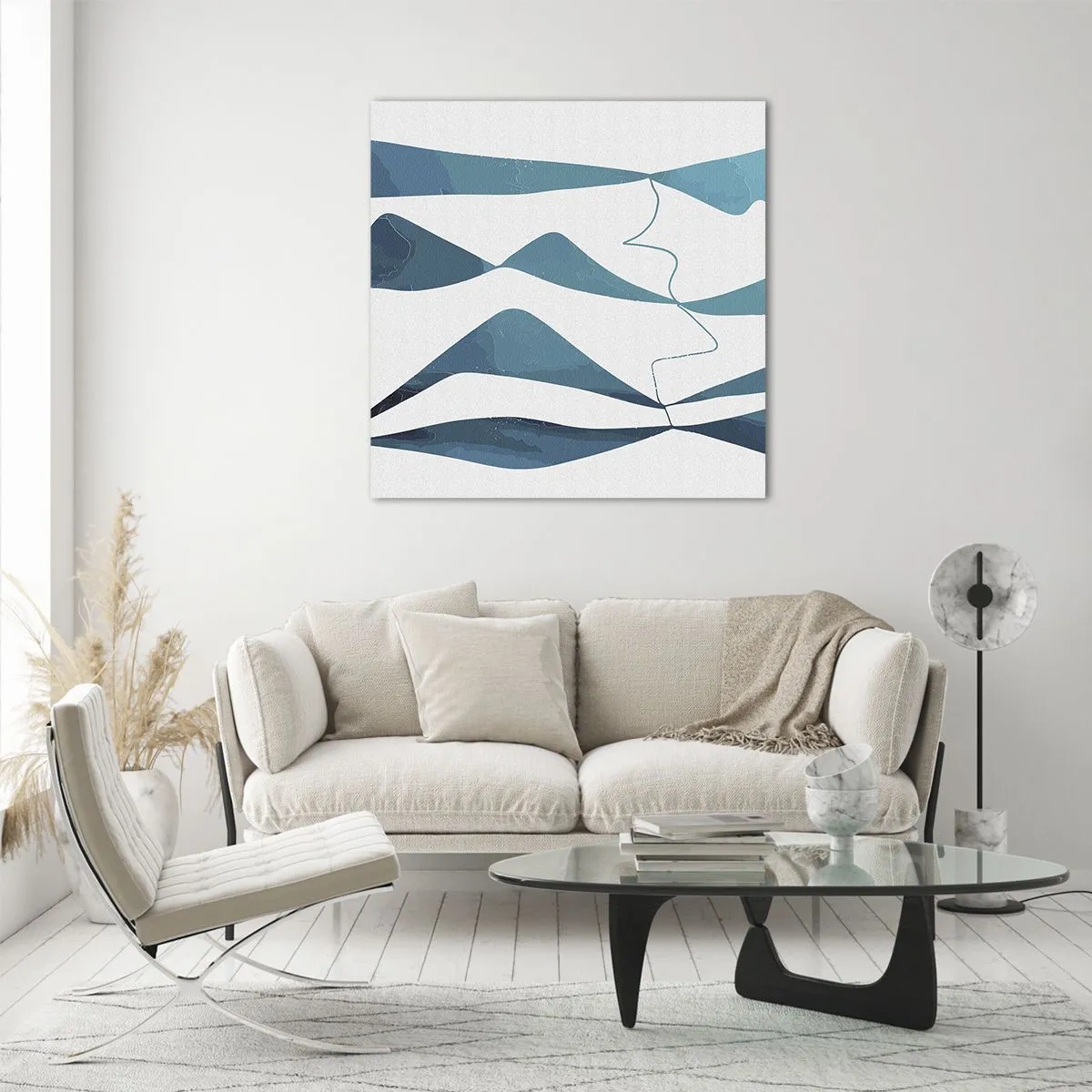 Quadro su vetro - Astrazione: legame turchese - 70x70 cm