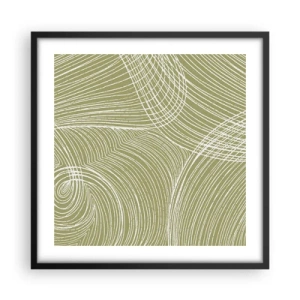 Poster in cornice nera - Astrazione intricata in bianco - 50x50 cm