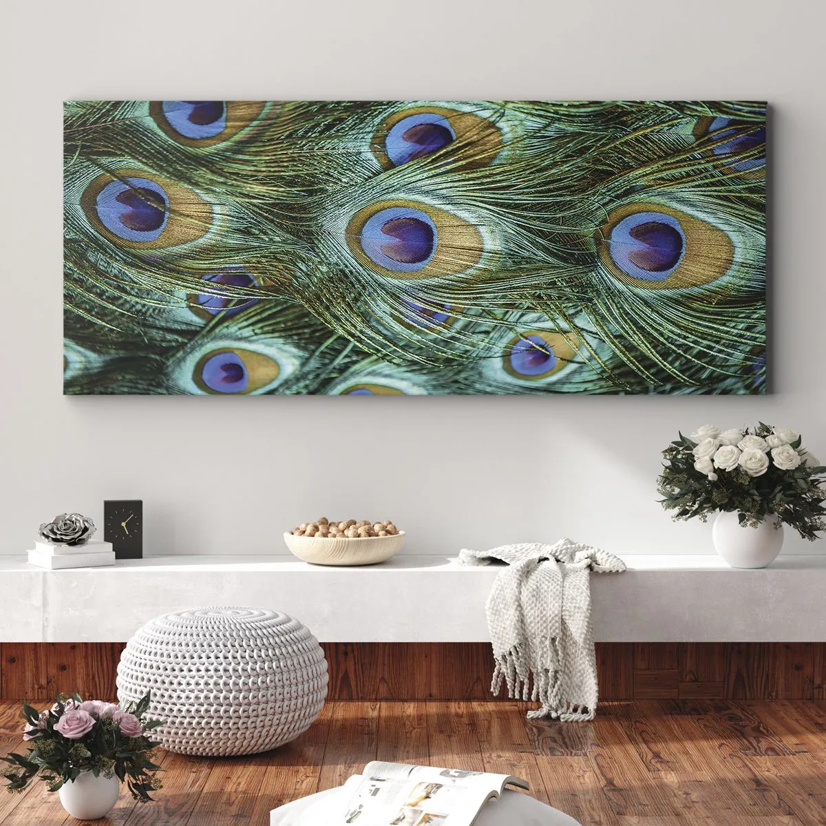 Quadro su tela - Stampe su Tela - Lo sguardo del pavone - 100x40 cm