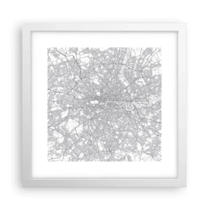 Poster in cornice bianca - Mappa del labirinto di Londra - 30x30 cm
