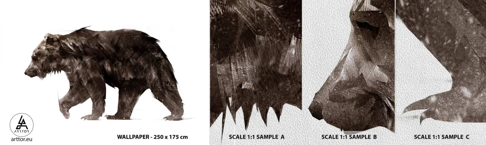 Campione di Fotomurale Premium Sand - Indosso sempre una vera pelliccia! - Animali, Orso, Astrazione - 100x30 cm