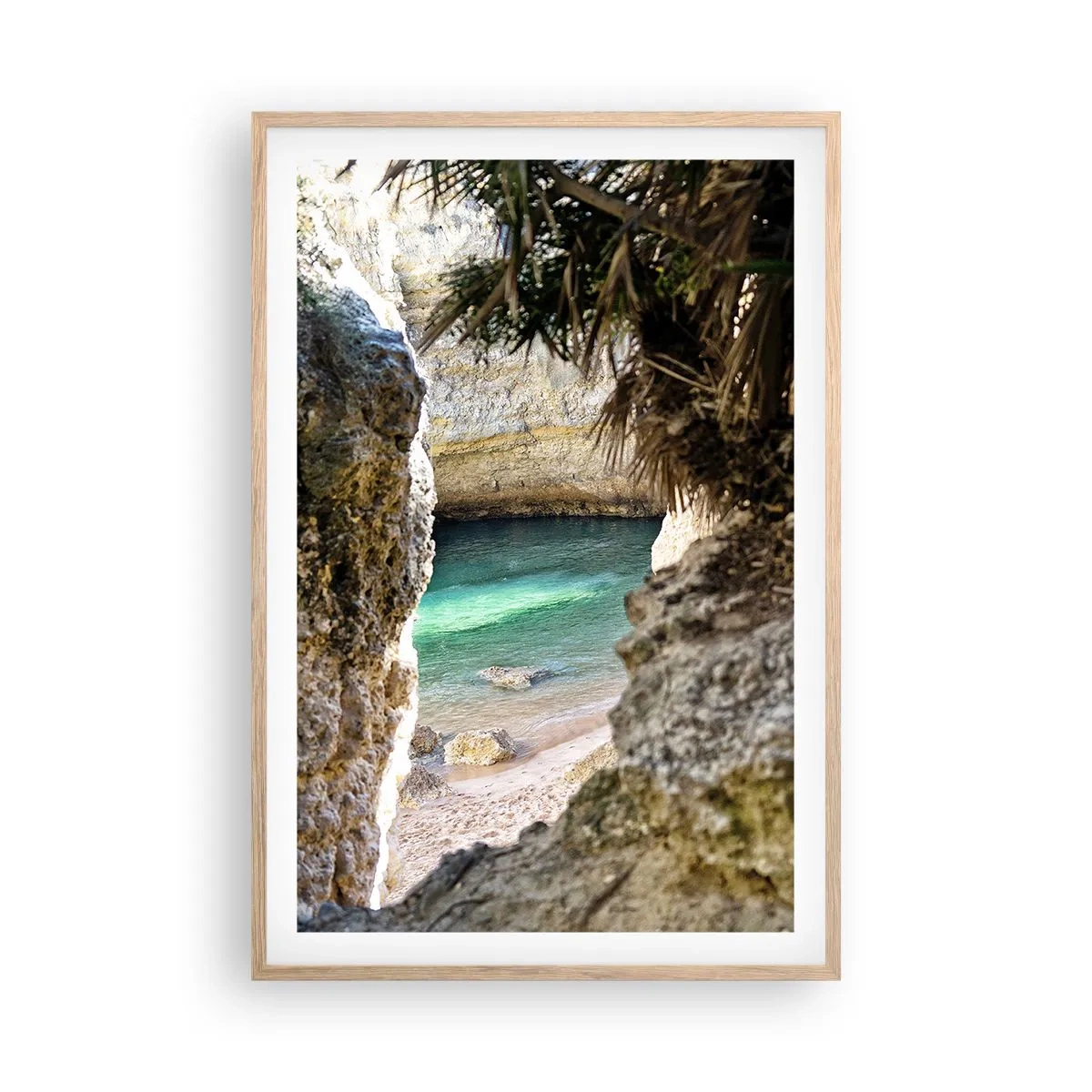 Poster in cornice rovere chiaro - La baia turchese - 61x91 cm
