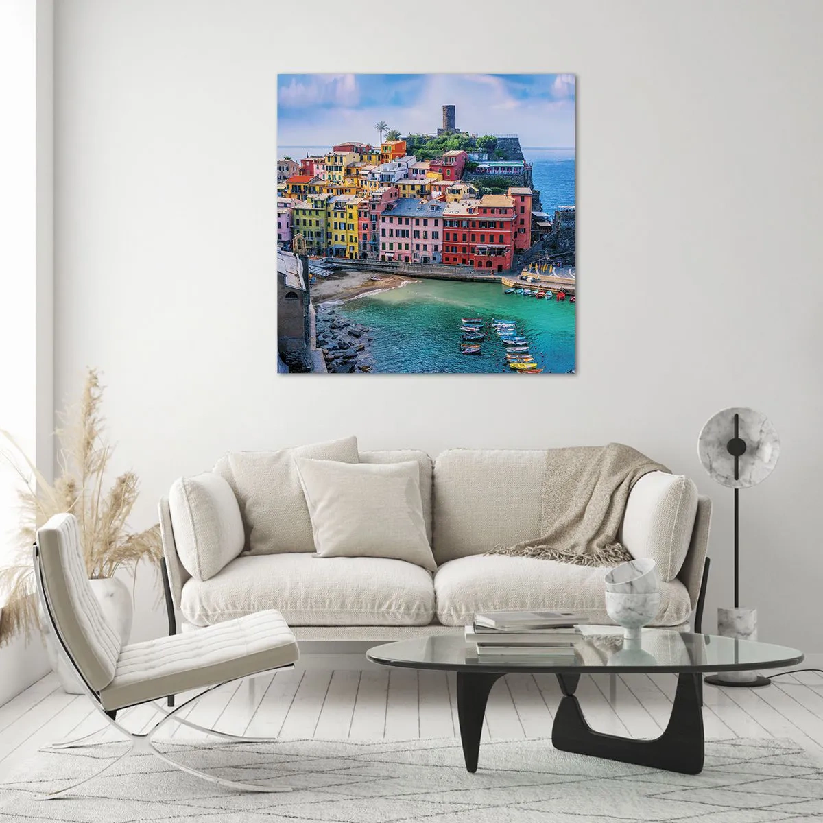 Quadro su vetro - Magica cittadina mediterranea - 50x50 cm