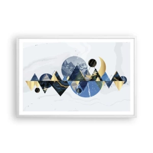 Poster in cornice bianca - Paesaggio geometrico - 91x61 cm