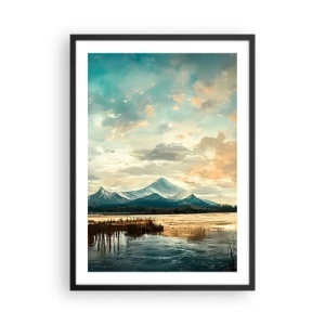 Poster in cornice nera - Pittoresco paesaggio montano al tramonto - 50x70cm - Sotto la protezione del cielo - Decorazione murale moderna per soggiorno e camera da letto ARTTOR