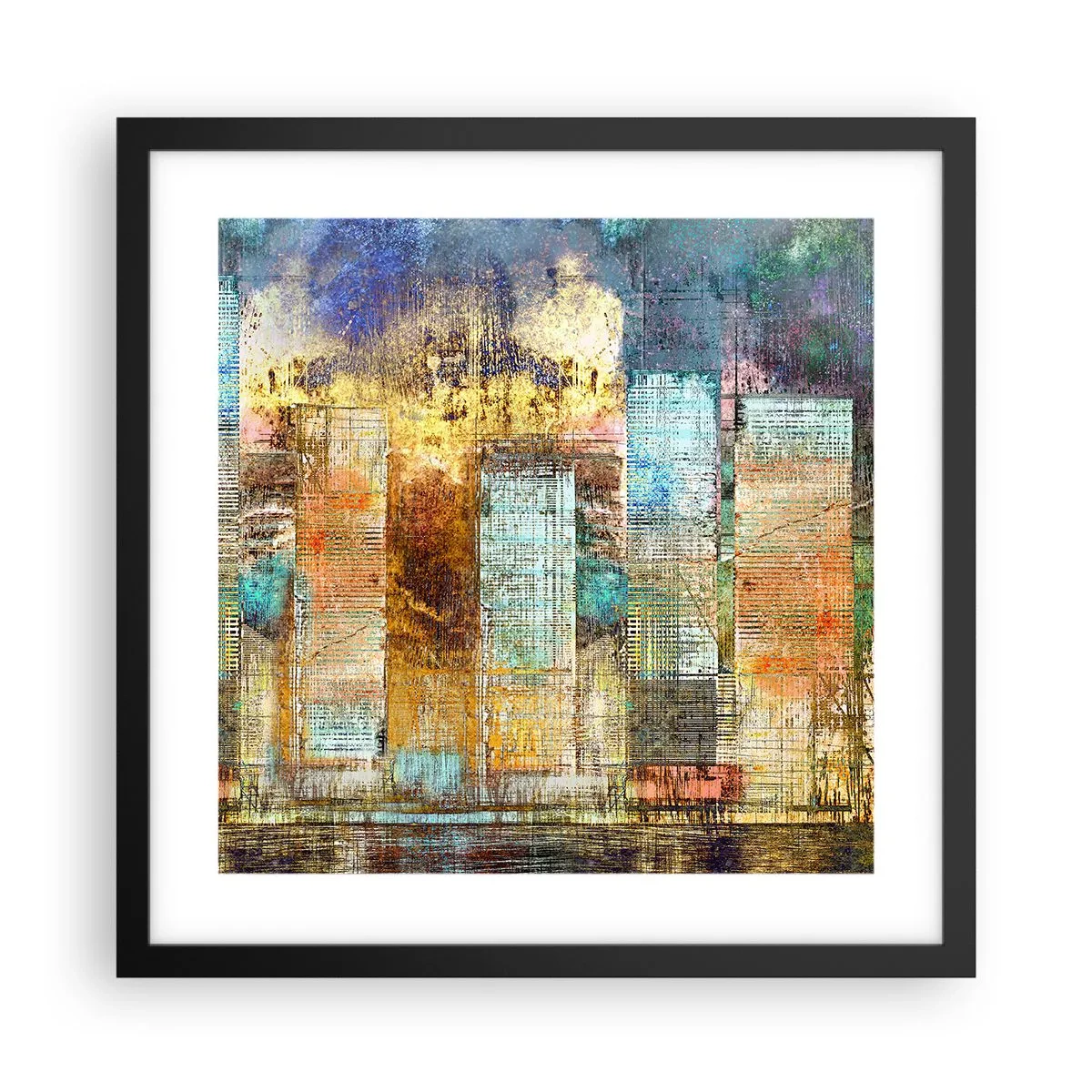 Poster in cornice nera - Metropoli nel sole - 40x40 cm