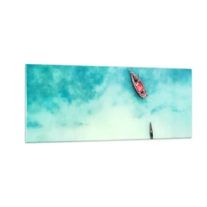 Quadro su vetro - Nelle spiagge di Zanzibar, quando c'è troppa acqua... - 100x40 cm