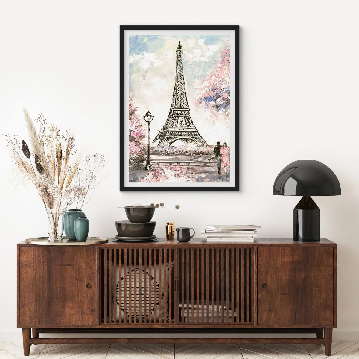 Poster in cornice nera - Passeggiata a Parigi in aprile - 61x91 cm