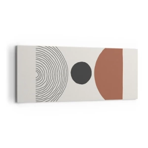 Quadro su tela - Stampe su Tela - Figure geometriche astratte in colori caldi - 120x50cm - Al centro dell'attenzione - Decorazione murale moderna per soggiorno e camera da letto ARTTOR
