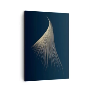 Quadro su tela - Stampe su Tela - Una delicata linea simile a una piuma su uno sfondo blu navy - 50x70cm - Come un capello d'angelo - Decorazione murale moderna per soggiorno e camera da letto ARTTOR