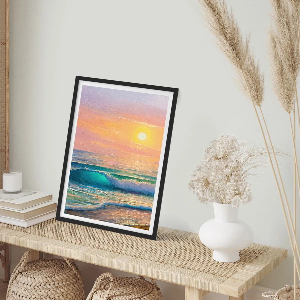 Poster in cornice nera - Il canto turchese delle onde - 40x50 cm