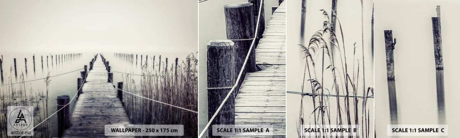 Campione Di Fotomurale Standard Eco - Immergiti nella pace - Ponte, Lago, Silenzio - 100x30 cm