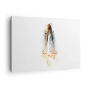 Quadro su tela - Stampe su Tela - Un'interpretazione artistica ad acquerello di uno space shuttle in decollo - 70x50cm - La partenza degli esploratori - Decorazione murale moderna per soggiorno e camera da letto ARTTOR