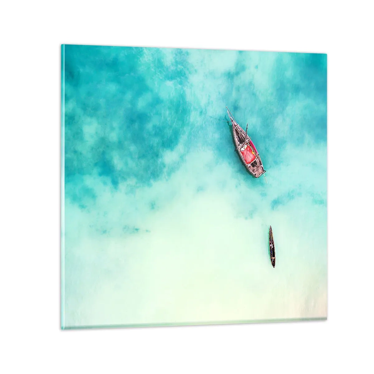 Quadro su vetro - Nelle spiagge di Zanzibar, quando c'è troppa acqua... - 60x60 cm