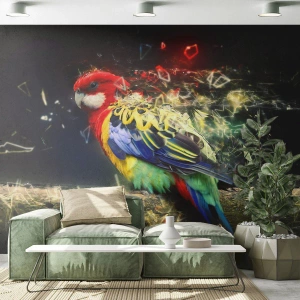 Fotomurali Premium Canvas - Messaggero di luce - Astrazione, Pappagallo, Uccello - 350x256 cm