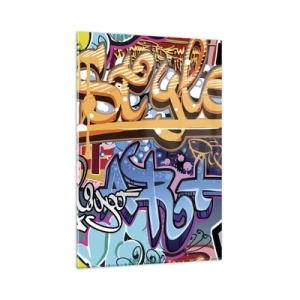 Quadro su vetro - Graffiti colorati con iscrizioni e illustrazioni dinamiche - 80x120cm - Murali, murali, murali… - Decorazione murale moderna per soggiorno e camera da letto ARTTOR