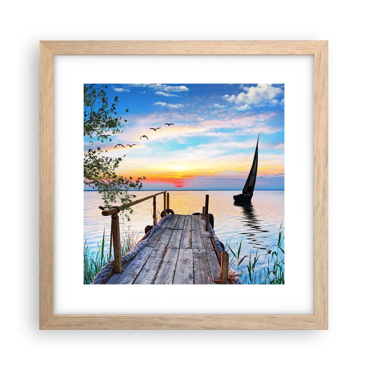 Poster in cornice rovere chiaro - Buona sera - 30x30 cm