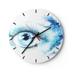 Orologio da parete - Orologio in Vetro - Occhio artistico nelle sfumature del blu - 30x30cm - Immergersi nell'azzurro dello sguardo - Decorazione murale moderna per soggiorno, cucina e camera da letto ARTTOR