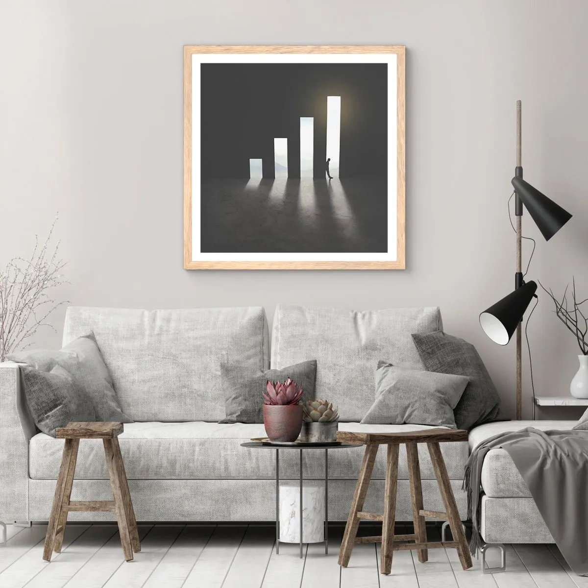 Poster in cornice rovere chiaro - Successo - impressione - 60x60 cm