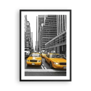 Poster in cornice nera - Taxi gialli per le strade di New York - 50x70cm - Siamo noi che coloriamo la città - Decorazione murale moderna per soggiorno e camera da letto ARTTOR