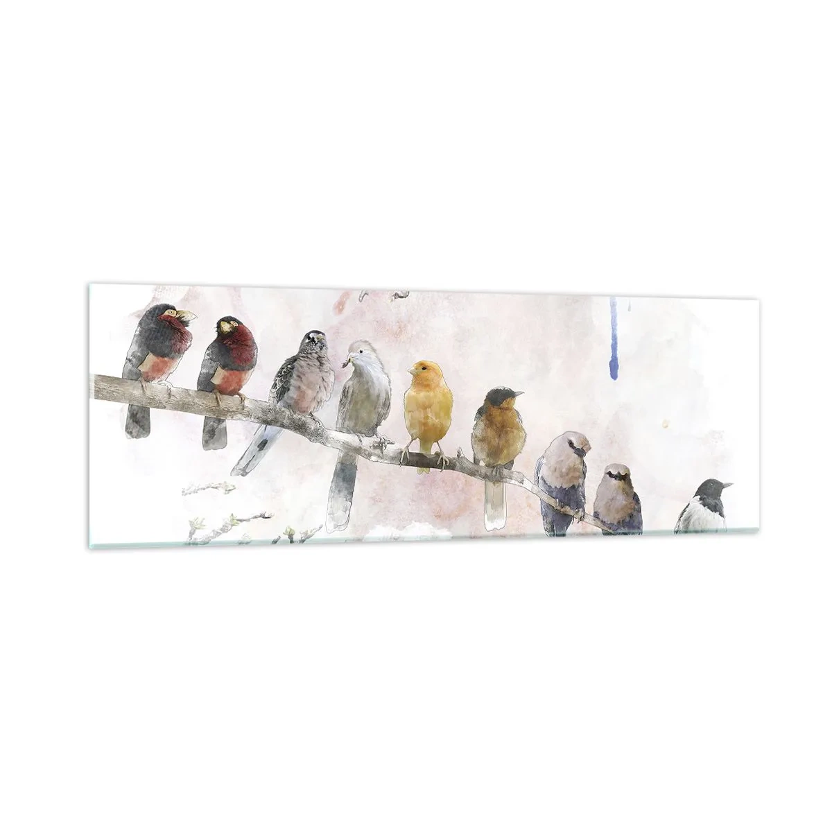 Quadro su vetro - Incontro alato - 90x30 cm