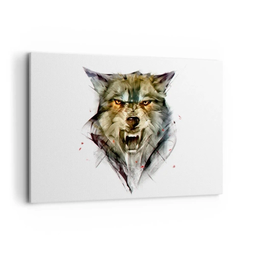 Quadro su tela - Stampe su Tela - Un lupo pericoloso in una forma dinamica e artistica - 120x80cm - Non si passa! - Decorazione murale moderna per soggiorno e camera da letto ARTTOR