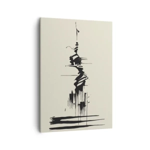Quadro su tela - Stampe su Tela - Astrazione minimalista con linee nere su sfondo chiaro - 50x70cm - Astrazione frettolosa - Decorazione murale moderna per soggiorno e camera da letto ARTTOR