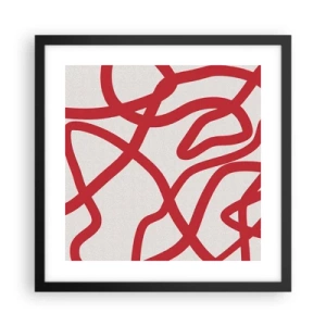 Poster in cornice nera - Rosso su bianco - 40x40 cm