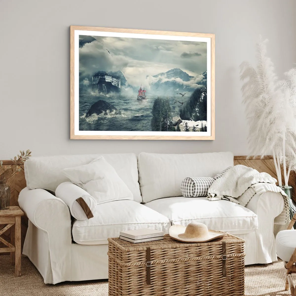 Poster in cornice rovere chiaro - Sulle acque magiche - 100x70 cm