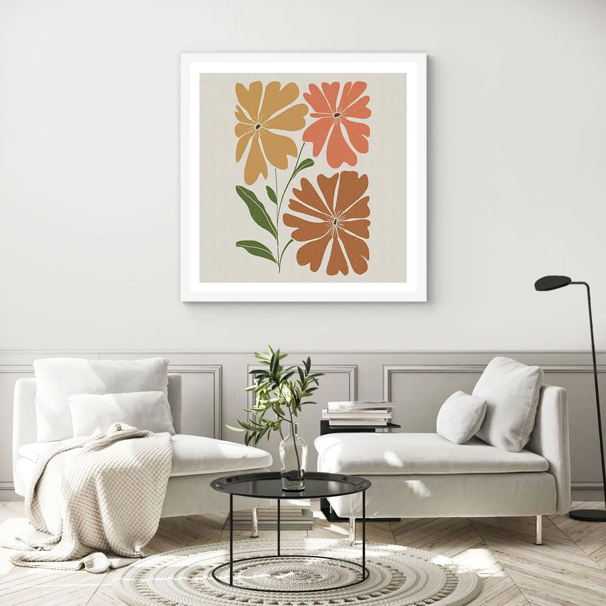 Poster in cornice bianca - Natura e geometria - 60x60 cm