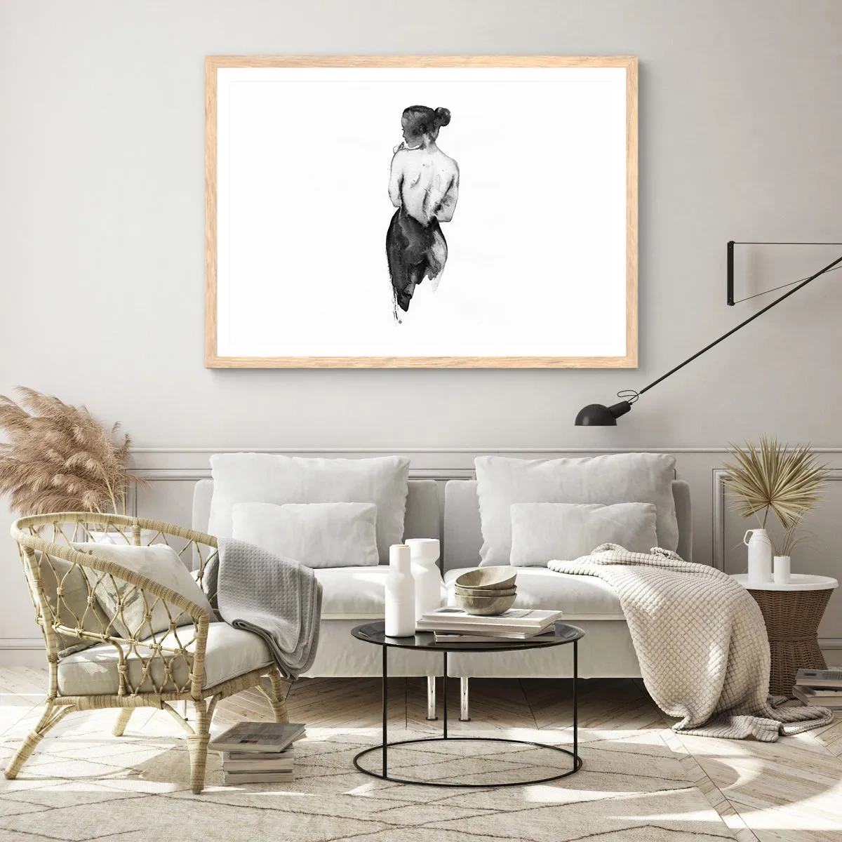 Poster in cornice rovere chiaro - Accanto a lei il mondo scompare - 40x30 cm