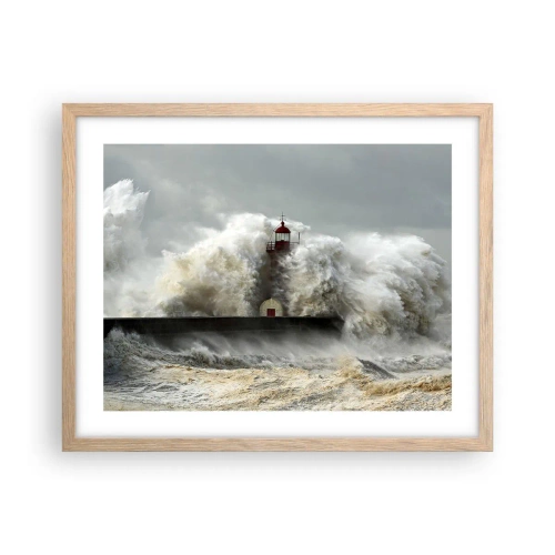Poster in cornice rovere chiaro - L'ira dell'oceano - 50x40 cm