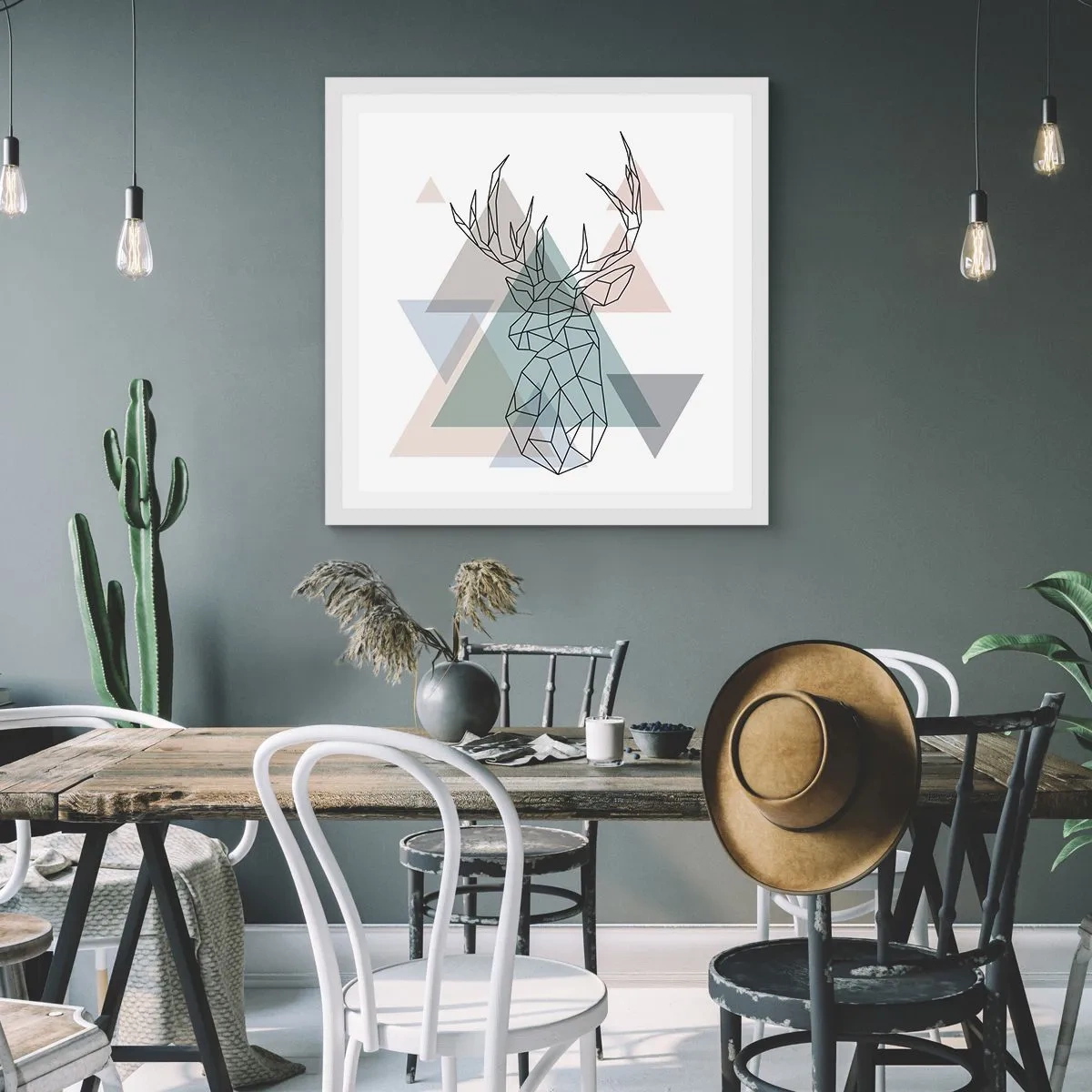 Poster in cornice bianca - Nel bosco geometrico - 50x50 cm