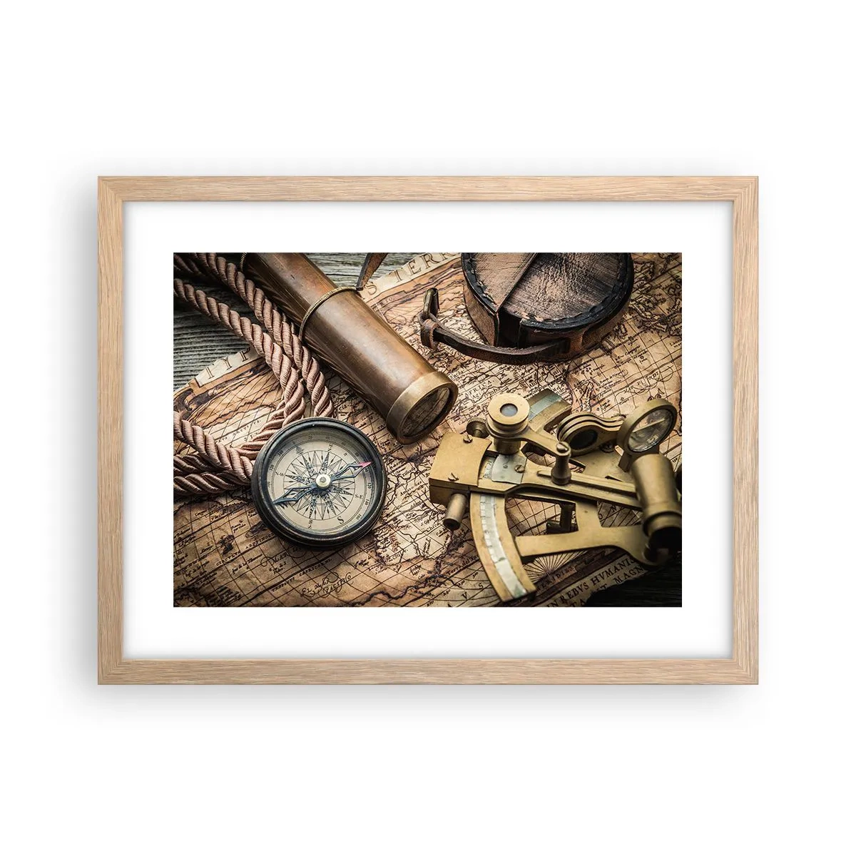Poster in cornice rovere chiaro - Traccia la rotta - 40x30 cm