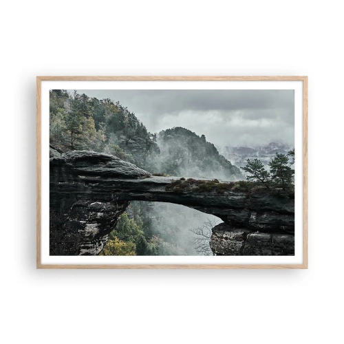 Poster in cornice rovere chiaro - Qui inizia l'avventura - 100x70 cm